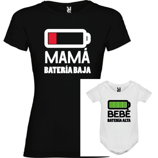 Camiseta y body mamá batería baja