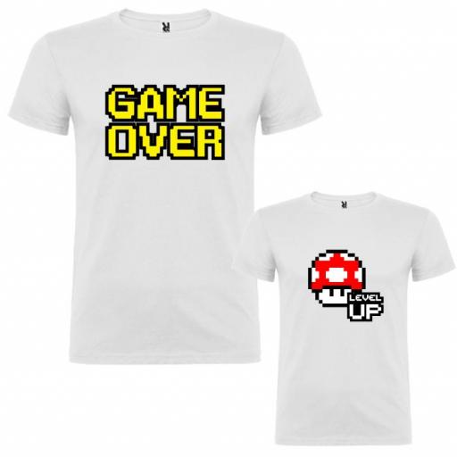 2 Camisetas Super Mario Game Over (Padre e Hijo)