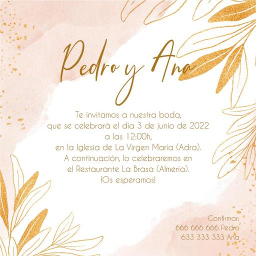 Pack 12 Invitaciones Boda + Sobre modelo 2004