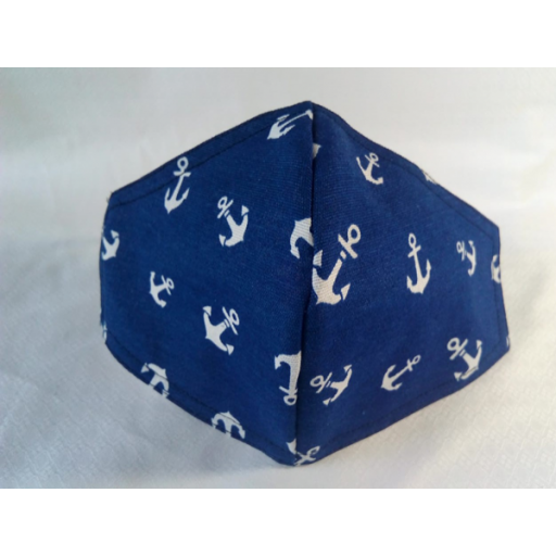 Mascarilla azul marino con anclas ,lavable y reutilizable [0]