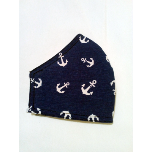 Mascarilla azul marino con anclas ,lavable y reutilizable [1]