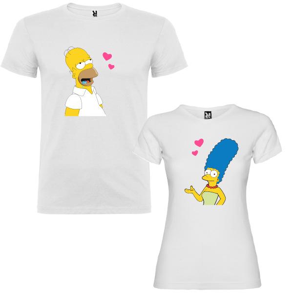 2 Camisetas Marge y Homer Simpson Pareja