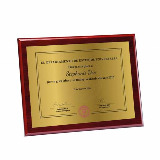 Placa Conmemorativa de Madera con Chapa Personalizable [1]
