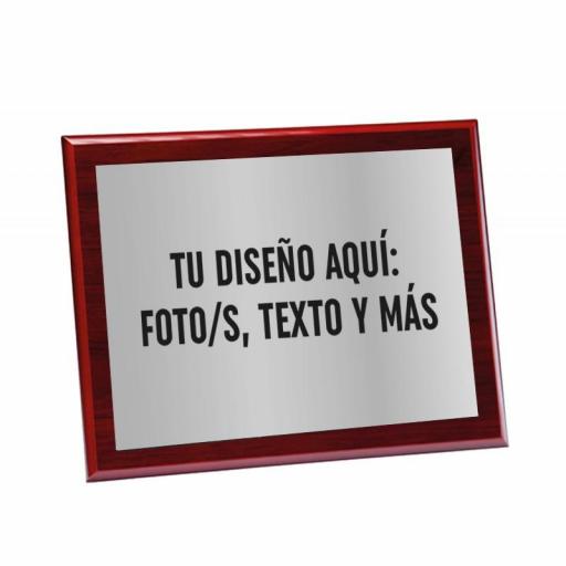 Placa Conmemorativa de Madera con Chapa Personalizable