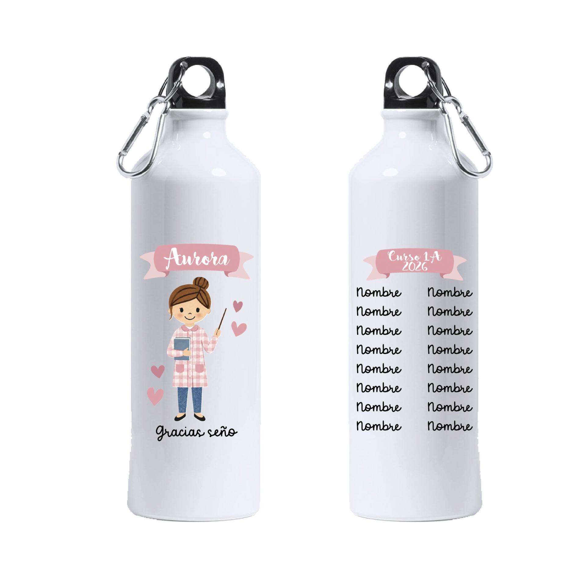 Botella Personalizada Maestra Dibujo con nombres de alumnos