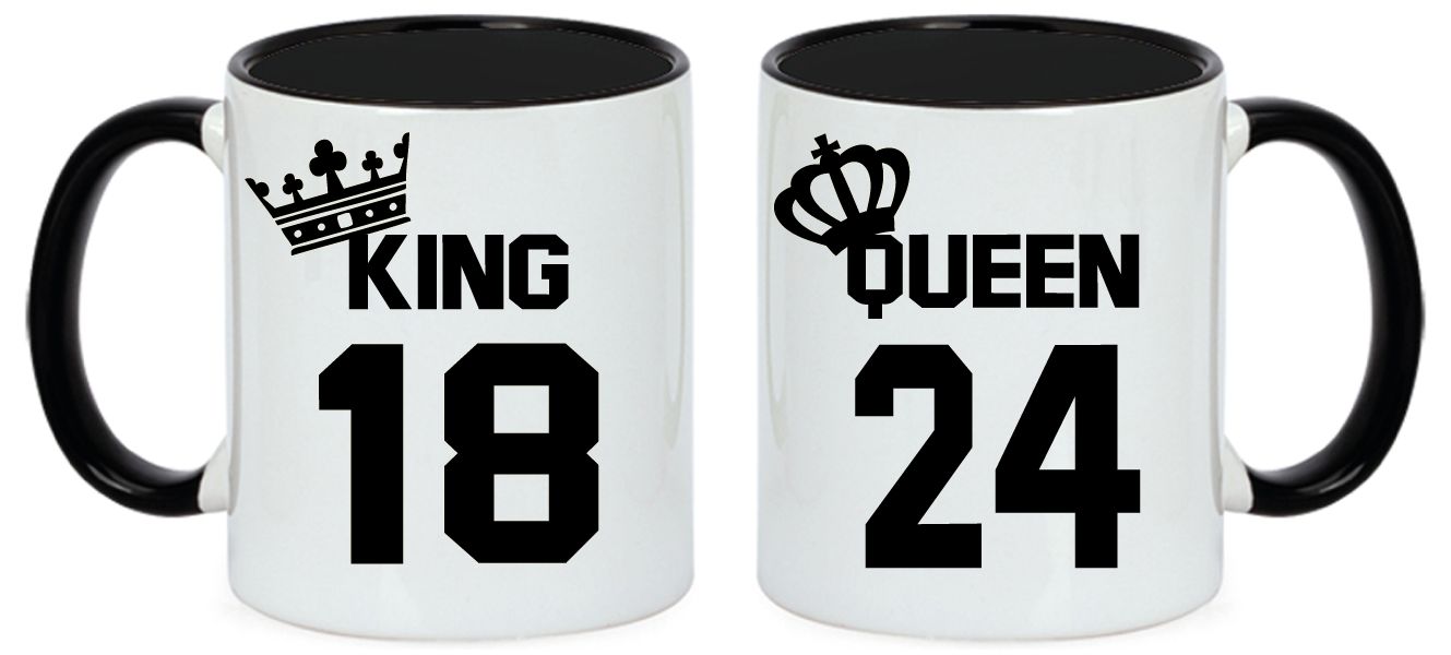 2 Tazas King y Queen bicolor negro