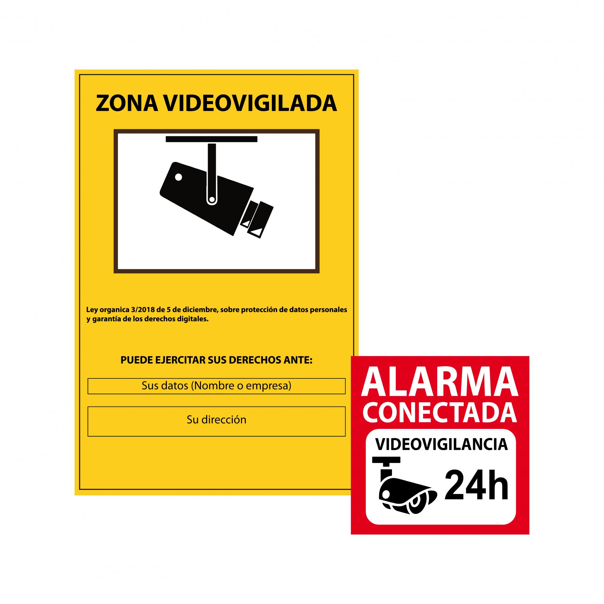 Cartel PVC cámaras de seguridad más vinilo alarma conectada (vinilo para  pegar por fuera)