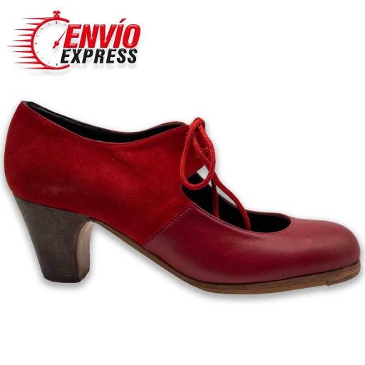 Calzado Flamenco Claque Piel y Ante Rojo [1]