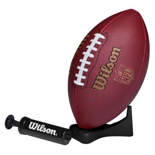 BALÓN FÚTBOL AMERICANO WILSON NFL IGNITION JUNIOR CON BOMBA Y SOPORTE