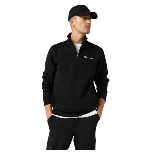 CHAMPION 221797 KK001 – Sudadera Hombre Icons Negra con Media Cremallera y Forro Interior Perchado [1]