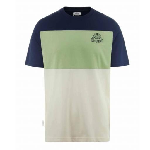 Camiseta Hombre KAPPA LOGO FIZIO. 361M5GW. Blanco-azul-verde