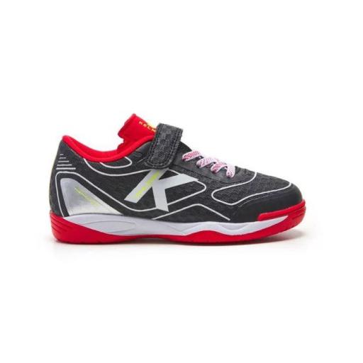 Zapatillas de Fútbol sala Kelme Goleiro Kids Elastic Infantil Negro Y Rojo