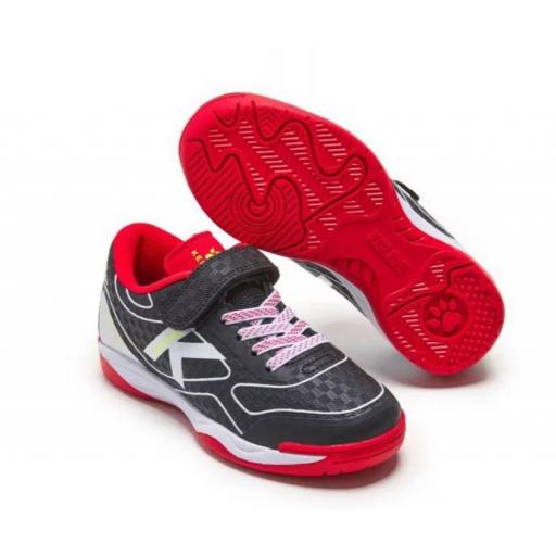 Zapatillas de Fútbol sala Kelme Goleiro Kids Elastic Infantil Negro Y Rojo [1]