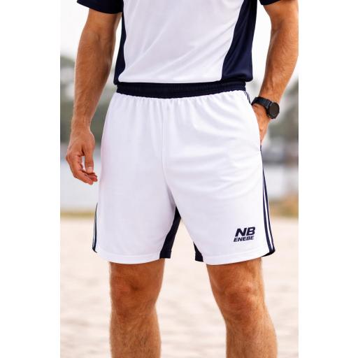 Pantalón Corto Pádel Hombre ENEBE MAGNETO Blanco/Marino – Short Técnico Elástico con Bolsillos