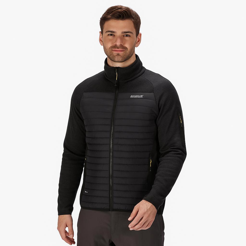 REGATTA CEDEN HYBRID RMN310 Hombre – Chaqueta Híbrida Softshell y Acolchada Color Ash/Black