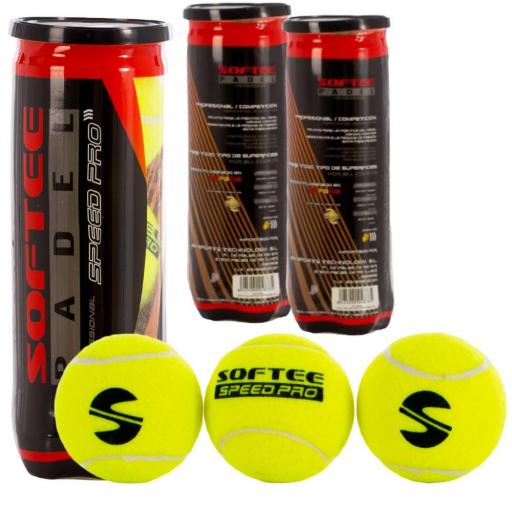 PACK DESCUENTO 3 BOTES 3 PELOTAS PADEL SOFTEE SPEED PRO