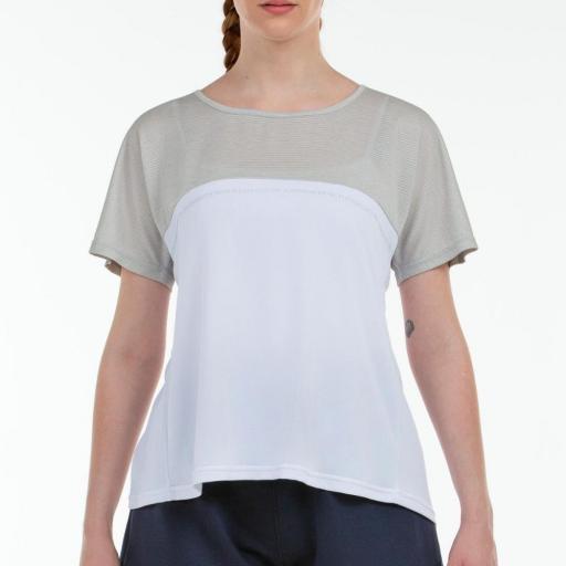 JOHN SMITH MELLID. Blanco. Camiseta Mujer cuello barca.