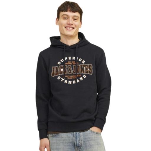 SUDADERA CON CAPUCHA HOMBRE JACK&JONES JJELOGO. Black 12255617