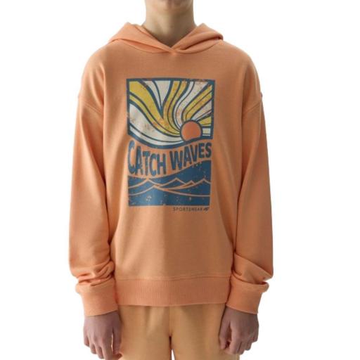 SUDADERA CON CAPUCHA PARA NIÑO- 4F TSWSM0935 Coral. [1]