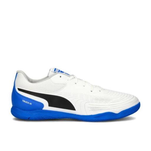 ZAPATILLAS FÚTBOL SALA ADULTO PUMA TRUCO III. Blanco/azul. 107979