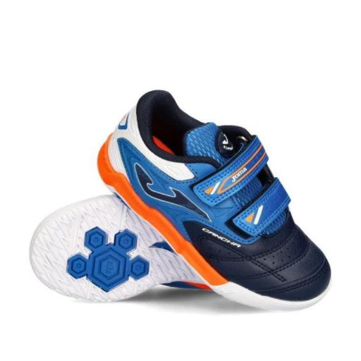 ZAPATILLAS FÚTBOL SALA NIÑO JOMA CANCHA JR 2403. Navy Orange Jr [2]