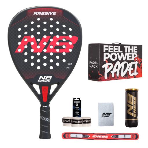 PACK PALA PÁDEL ENEBE MASSIVE ROJA