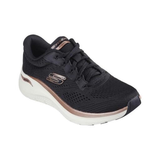 Zapatillas SKECHERS MUJER ARCH FIT 2.0 GLOW THE DISTANCE 150067/BKRG NEGRA [2]