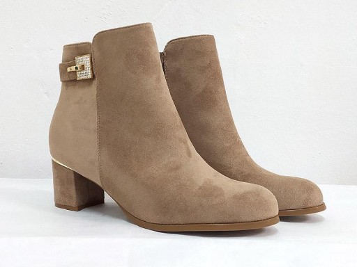 Botín tacón ante beige [0]