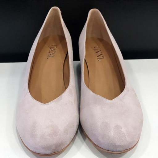 Salón ante nude tacón grueso [1]