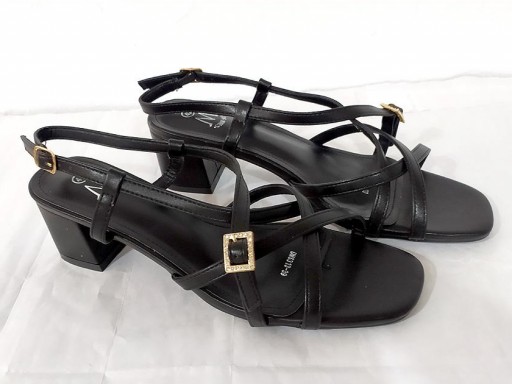 Sandalia tacón cruzada negro [0]
