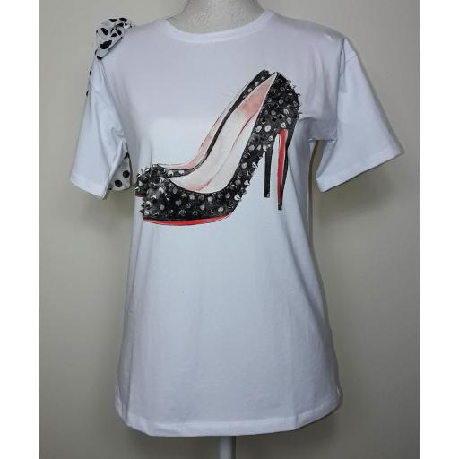 Camiseta Tacones Tachas Blanca [0]