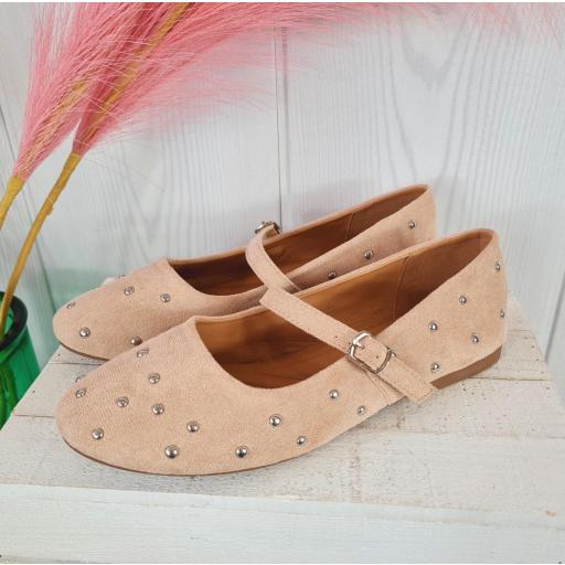 Bailarinas Beige Tachas