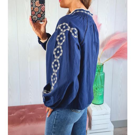 Blusa Azul Bordados [2]