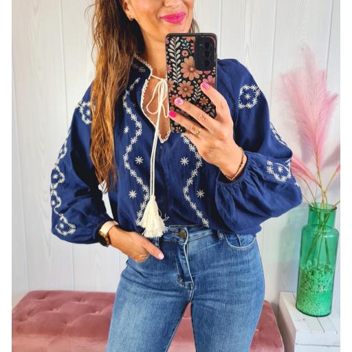 Blusa Azul Bordados [3]