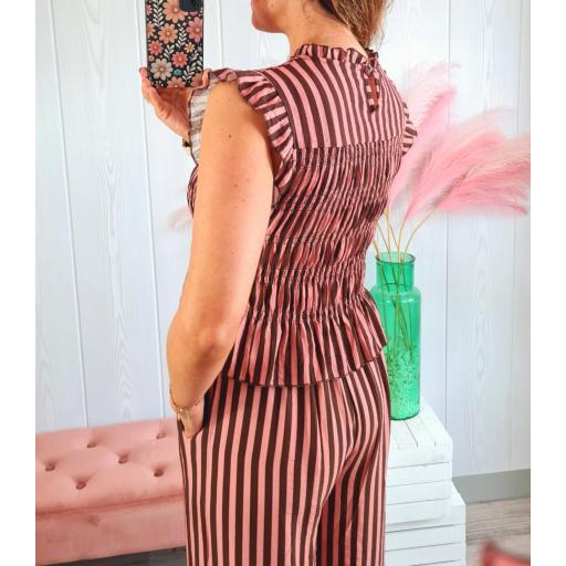 Blusa Engomada Rayas Choco-Rosa [2]
