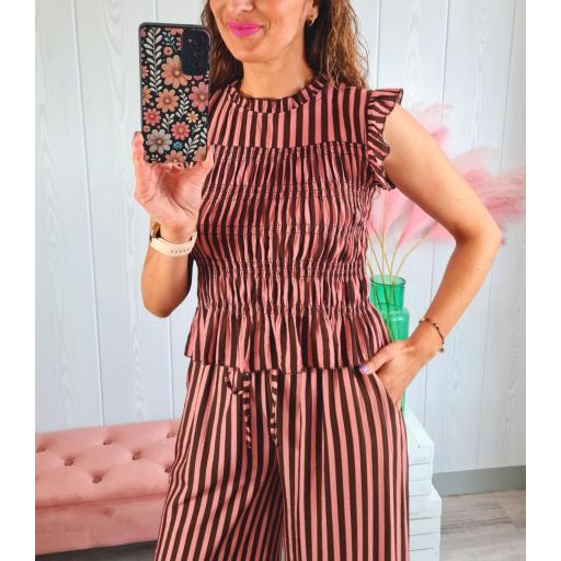 Blusa Engomada Rayas Choco-Rosa [3]