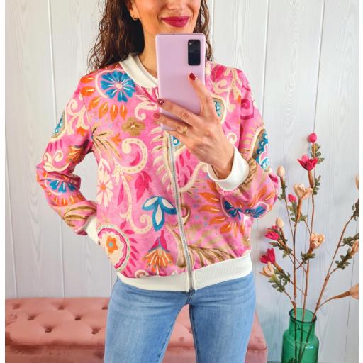 Bomber Rosa Flores [0]