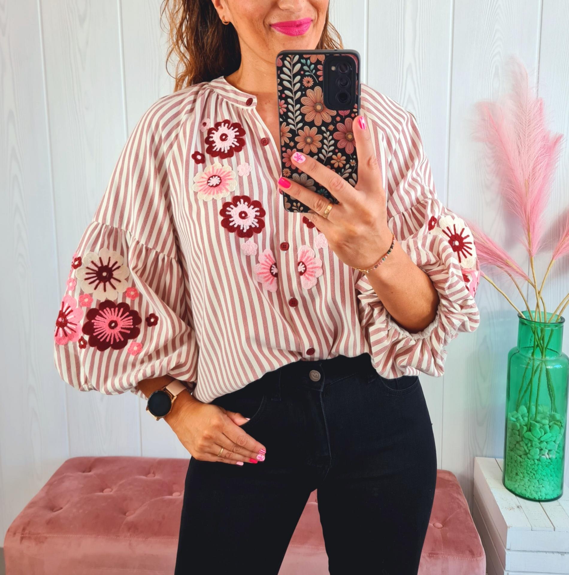 Camisa Flores Granates