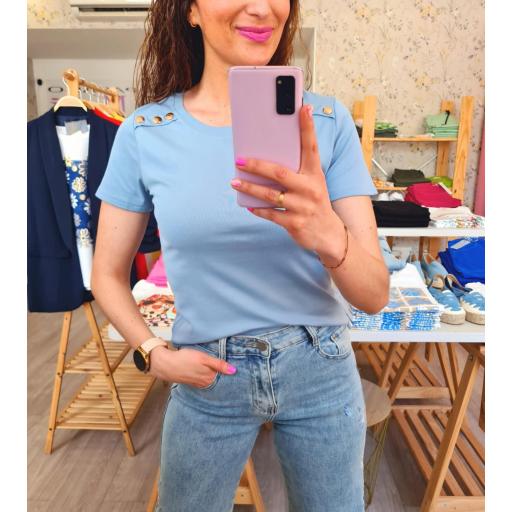 Camiseta Azul Botones [3]