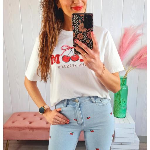 Camiseta Blanca Cerezas [0]