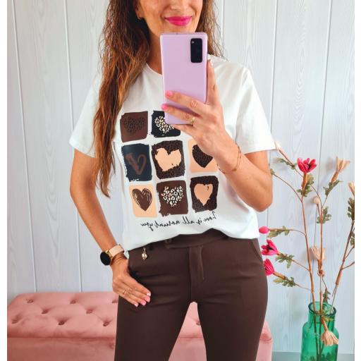 Camiseta Blanca Corazones Print [0]