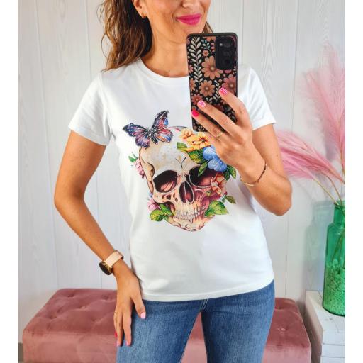 Camiseta Calavera Flores Azules/Amarillas [1]