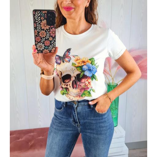 Camiseta Calavera Flores Azules/Amarillas [2]