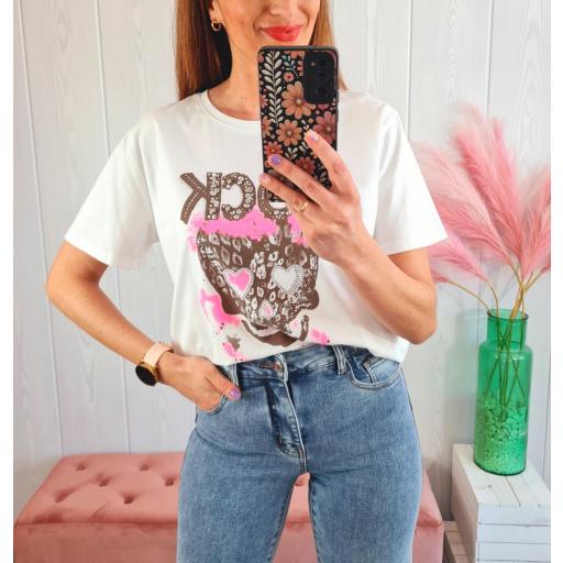 Camiseta Calavera Choco Rosa [0]