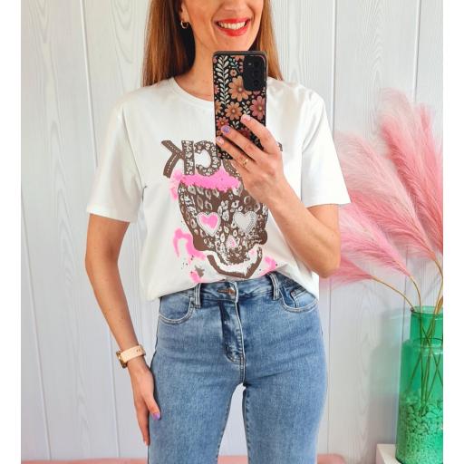 Camiseta Calavera Choco Rosa [3]