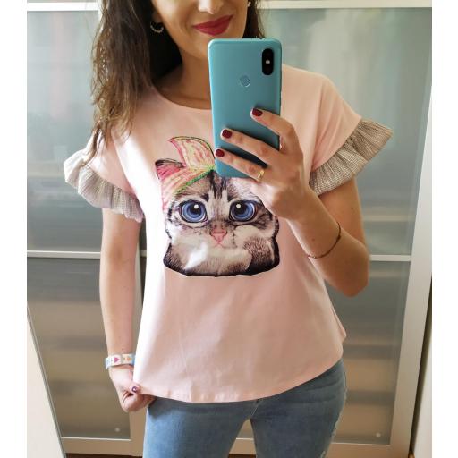 Camiseta Cat Rosa [0]