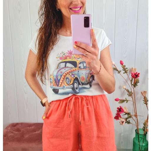 Camiseta Coche Flores