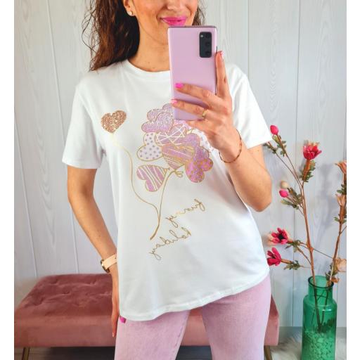 Camiseta Corazones Malva [1]