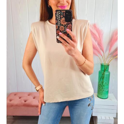 Camiseta Hombreras Beige [0]