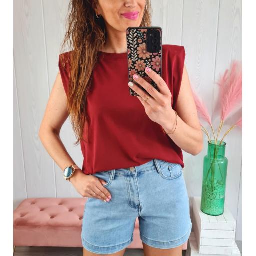 Camiseta Hombreras Granate